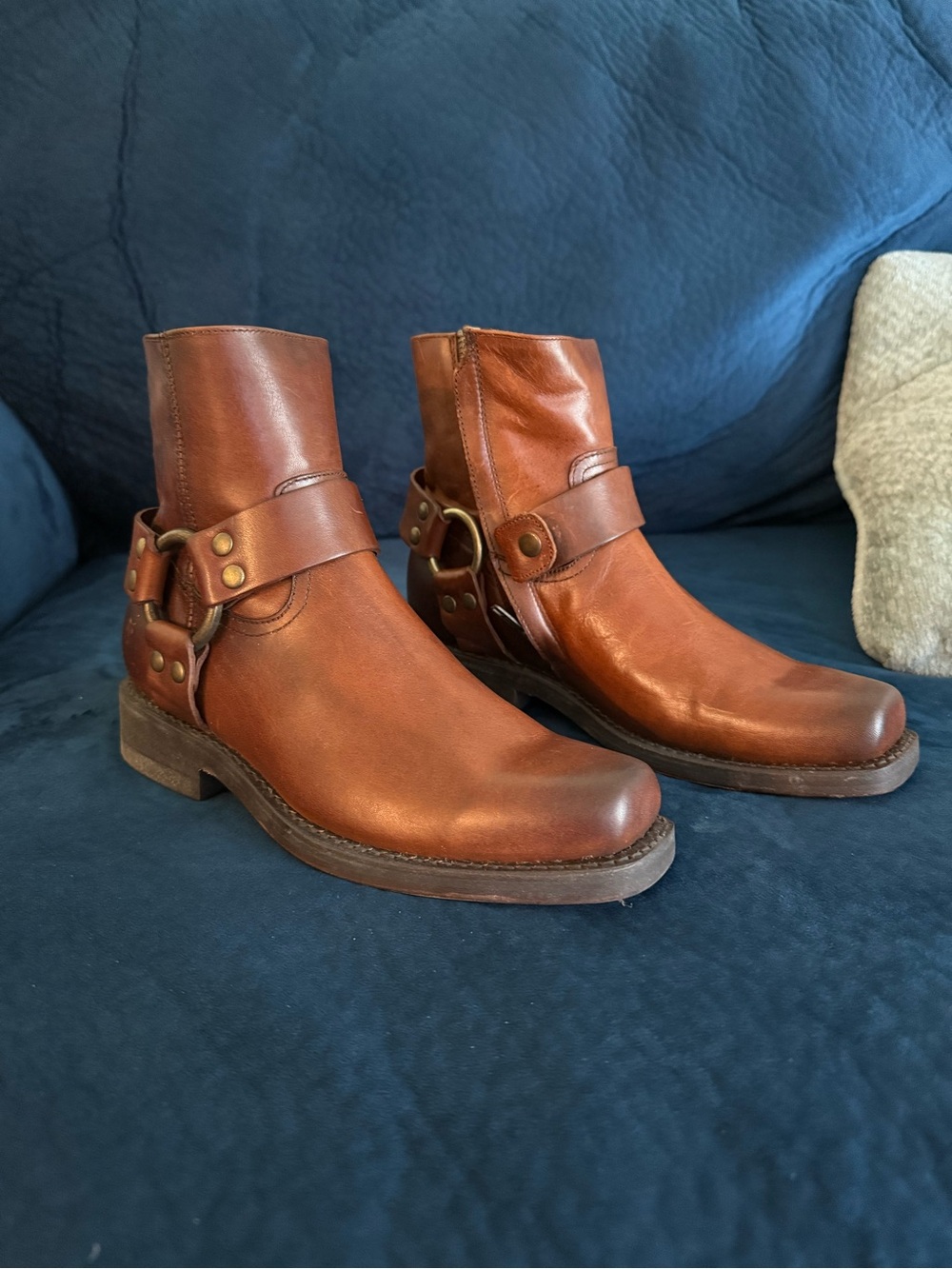 Frye Brown Leather Harness Ankle Boots - Picture 3 of 6